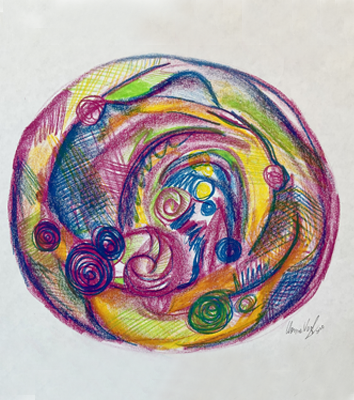 Size: 42 x 29,5 cm
Medium: Wax Crayons on Paper